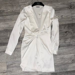 Fashion nova silk dress with slit and low cut